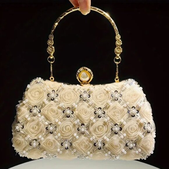 Handbags - CHAMPAGNE ROSE TRELLIS BAG